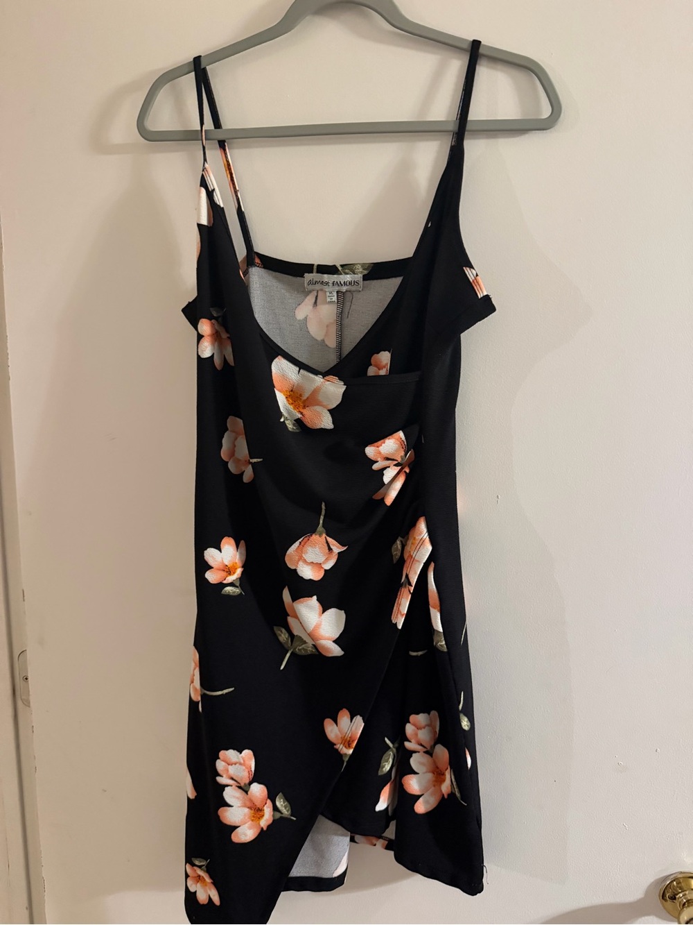 silence + noise Black Floral Cowl Slip Mini Dress